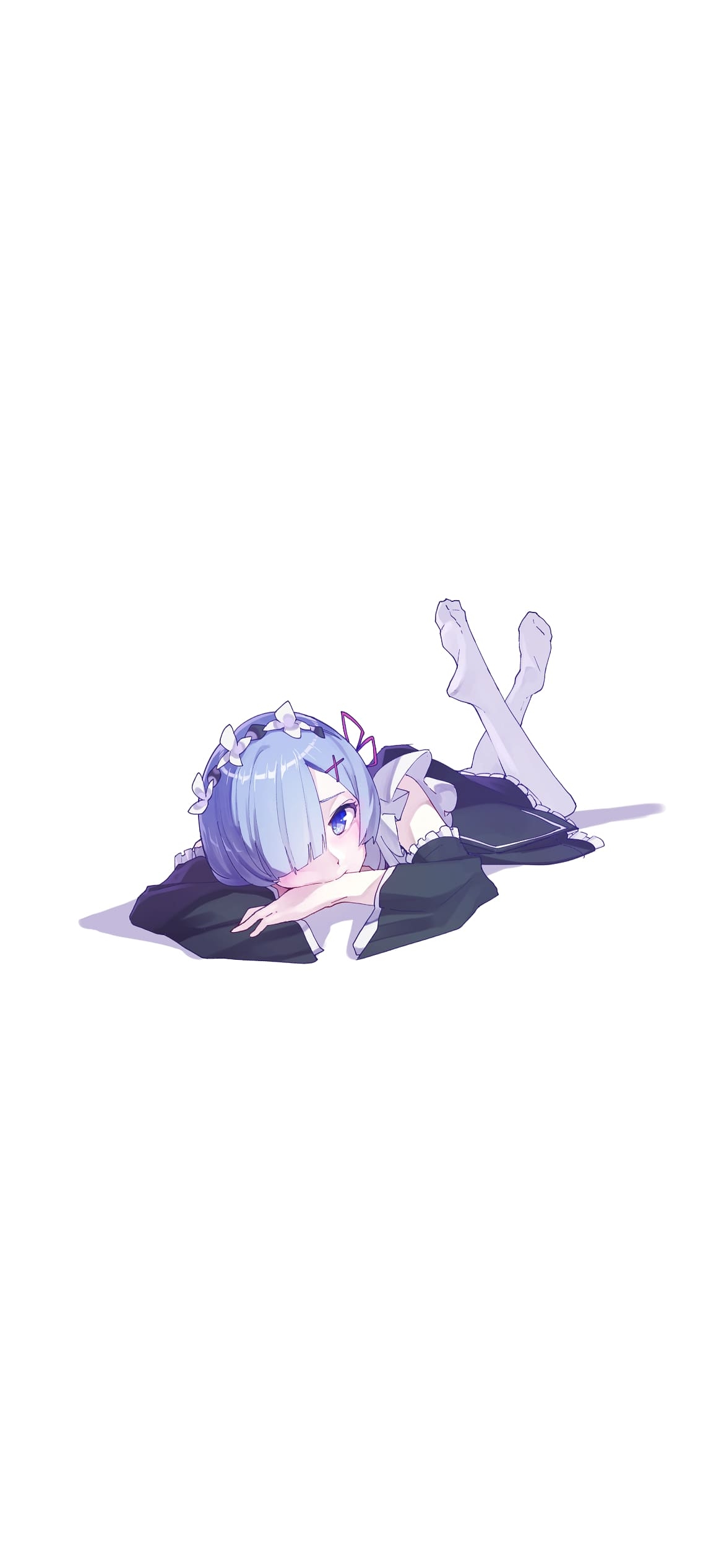 寝そべるかわいいレム / リゼロ / re:ゼロから始める異世界生活 / ファンアート / イラストの1170 x 2532 / スマホ壁紙