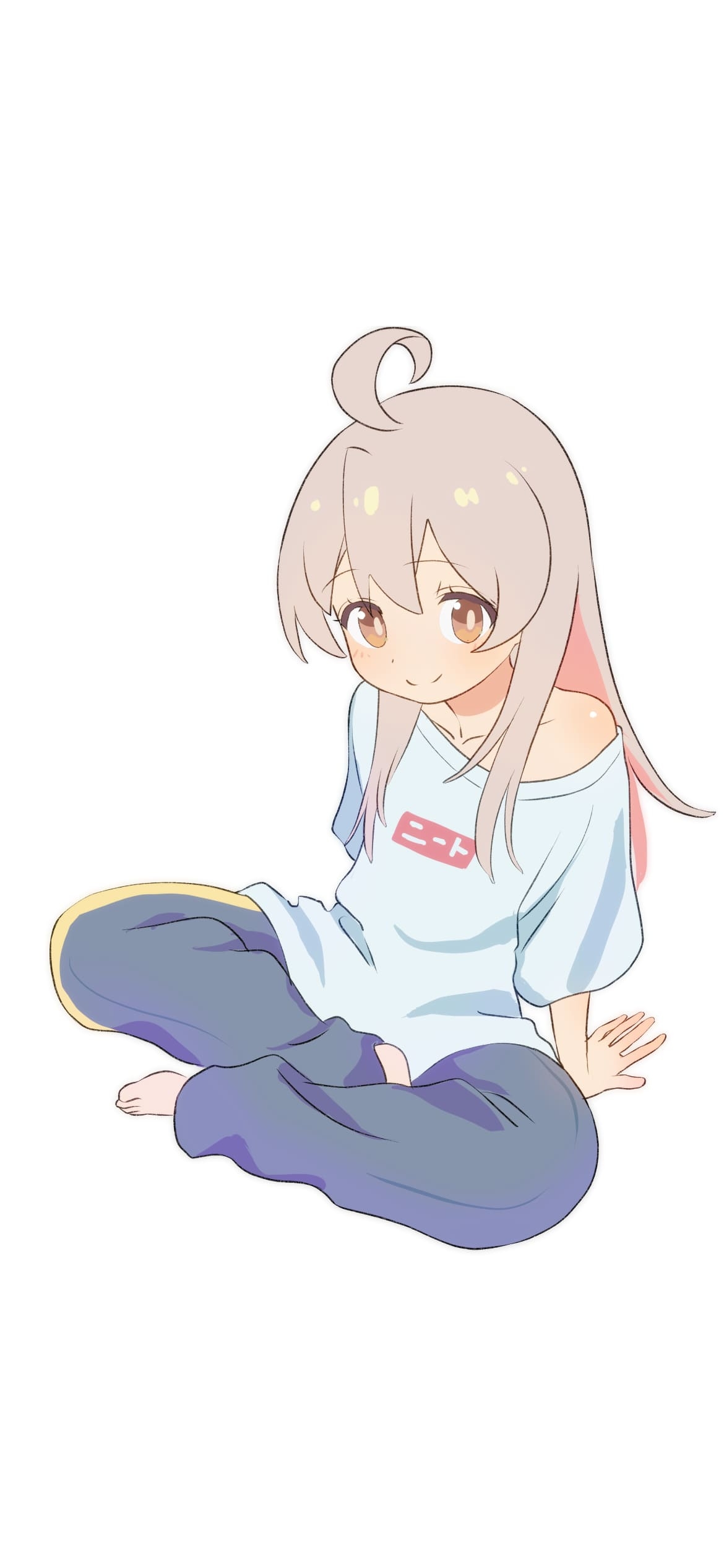 胡坐をかいている緒山まひろ / お兄ちゃんはおしまい! / ファンアート / イラストの1170 x 2532 / スマホ壁紙