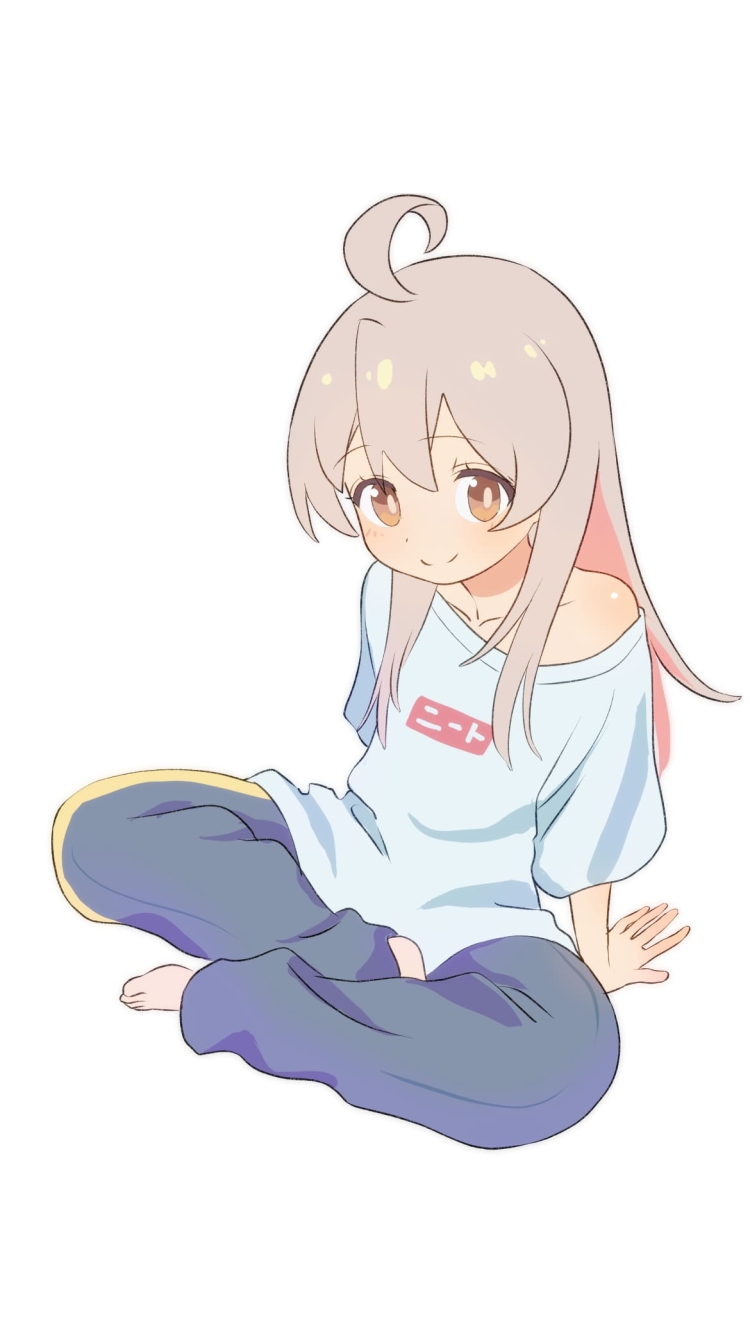 胡坐をかいている緒山まひろ / お兄ちゃんはおしまい! / ファンアート / イラストの750 x 1334 / スマホ壁紙
