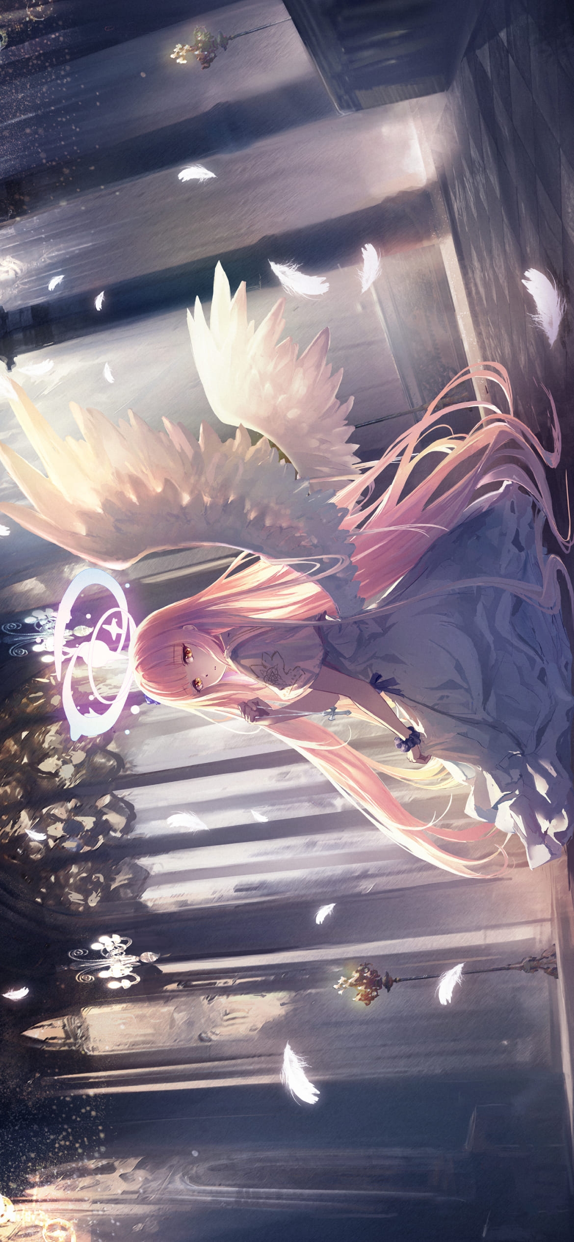 森の中 / こちらを振り返る綺麗な聖園ミカ（みその みか） / ブルアカ / ブルーアーカイブ / ファンアート / イラストの1170 x 2532 / スマホ壁紙