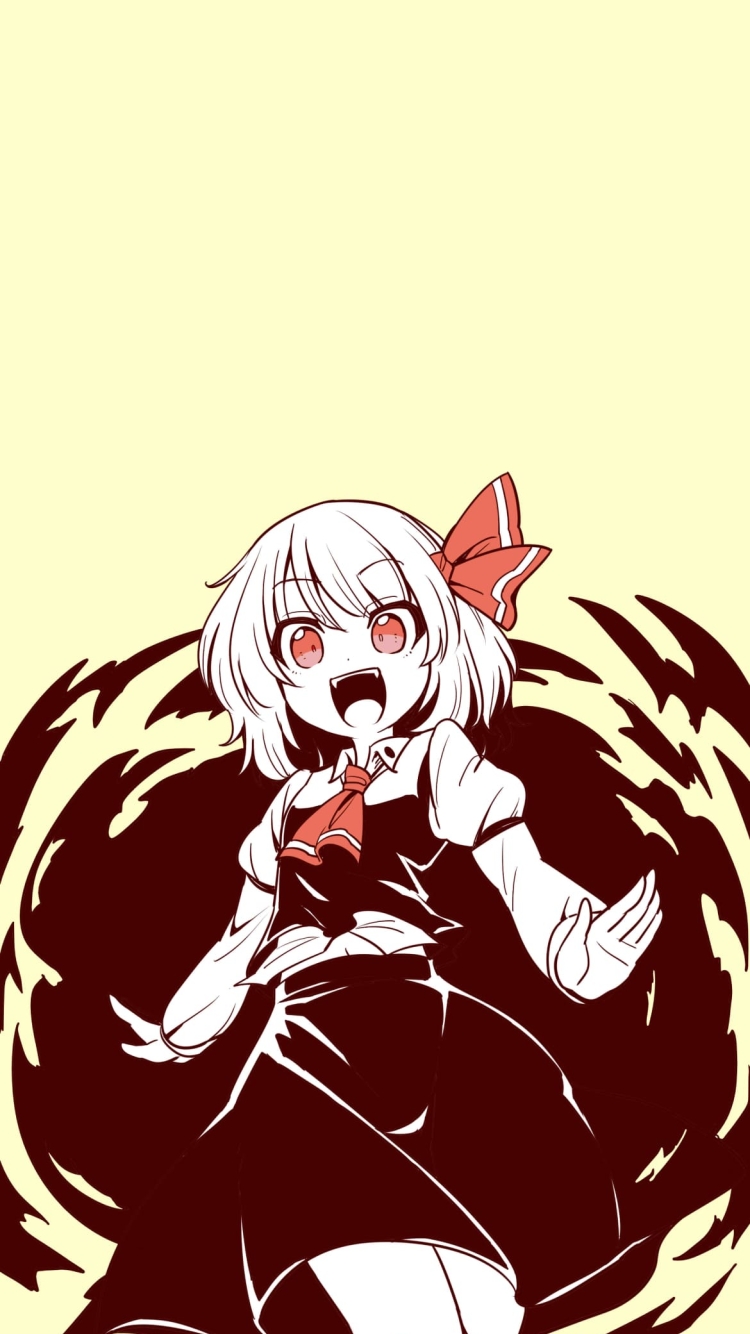 高笑いするルーミア / 東方の750 x 1334 / スマホ壁紙