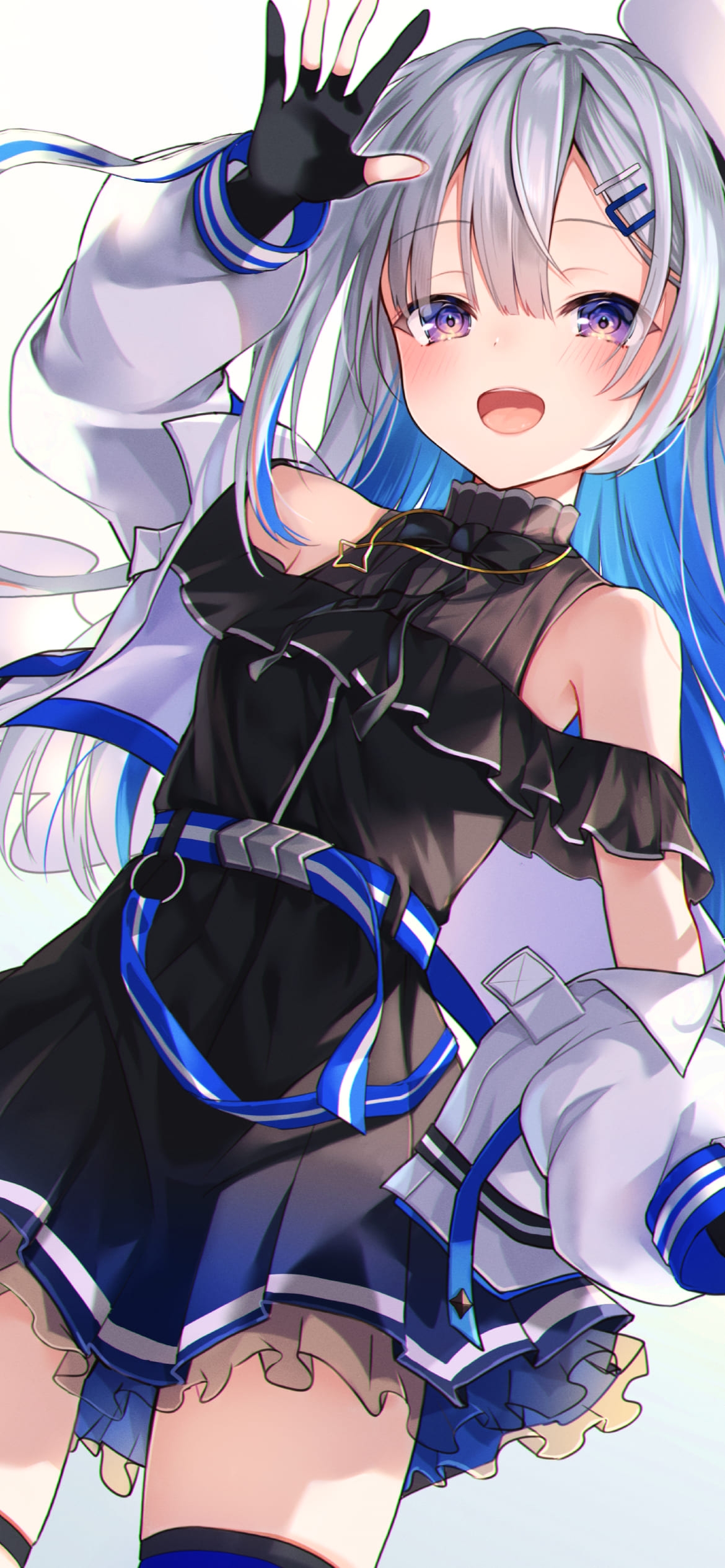 笑って手を振る天音かなた / バーチャルYouTuber / ファンアート / イラストの1170 x 2532 / スマホ壁紙