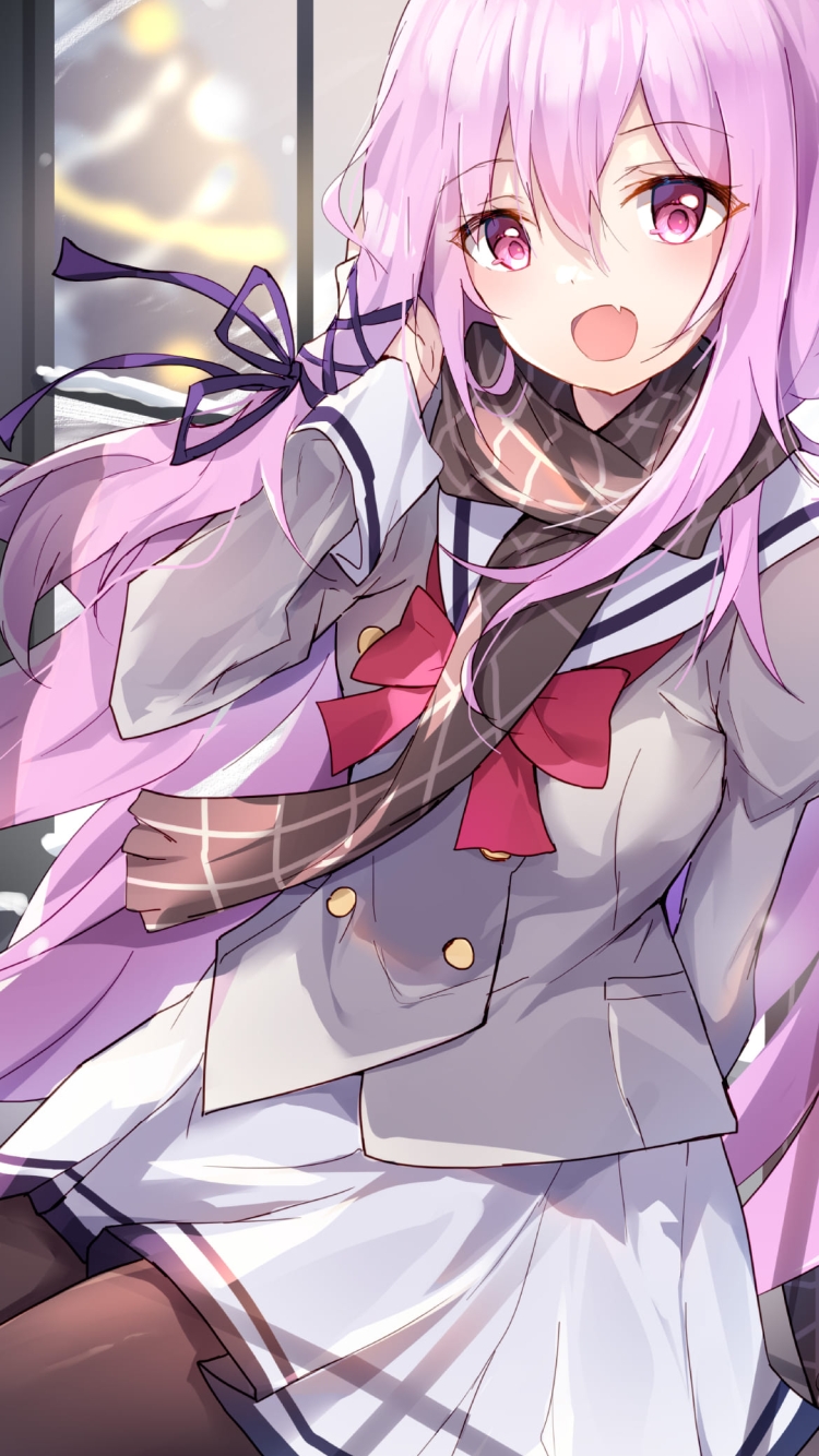 窓際に座っているかわいいキサラ / セーラー服 / エンゲージキス / Engage Kiss / ファンアート / イラストの750 x 1334 / スマホ壁紙