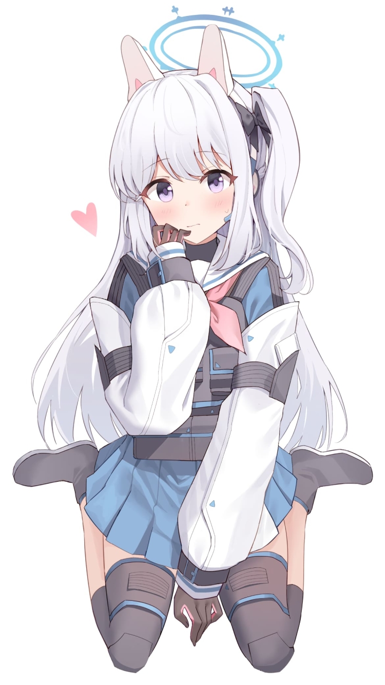 女の子座りの月雪ミヤコ / かわいい / ブルアカ / ブルーアーカイブ / ファンアート / イラストの750 x 1334 / スマホ壁紙