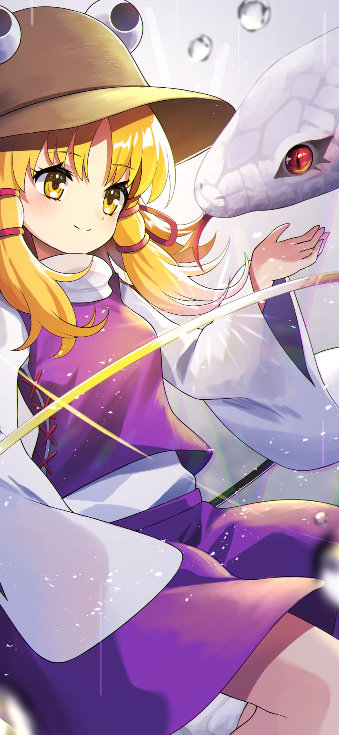 洩矢諏 訪子 (もりや すわこ)と白蛇 / 東方 / ファンアート / イラストの1170 x 2532 / スマホ壁紙