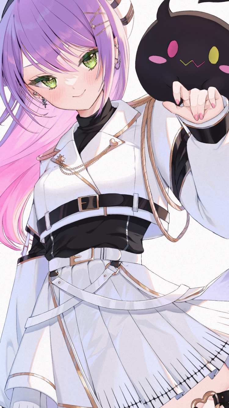 白い衣装を着たかわいい常闇トワ / ビビ / ホロライブ / バーチャルYouTuber / ファンアート / イラストの750 x 1334 / スマホ壁紙