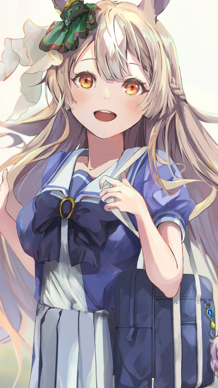 セーラー服を着たかわいいサトノダイヤモンド / メジロマックイーンのストラップ / ウマ娘プリティーダービー / ファンアート / イラストの750 x 1334 / スマホ壁紙