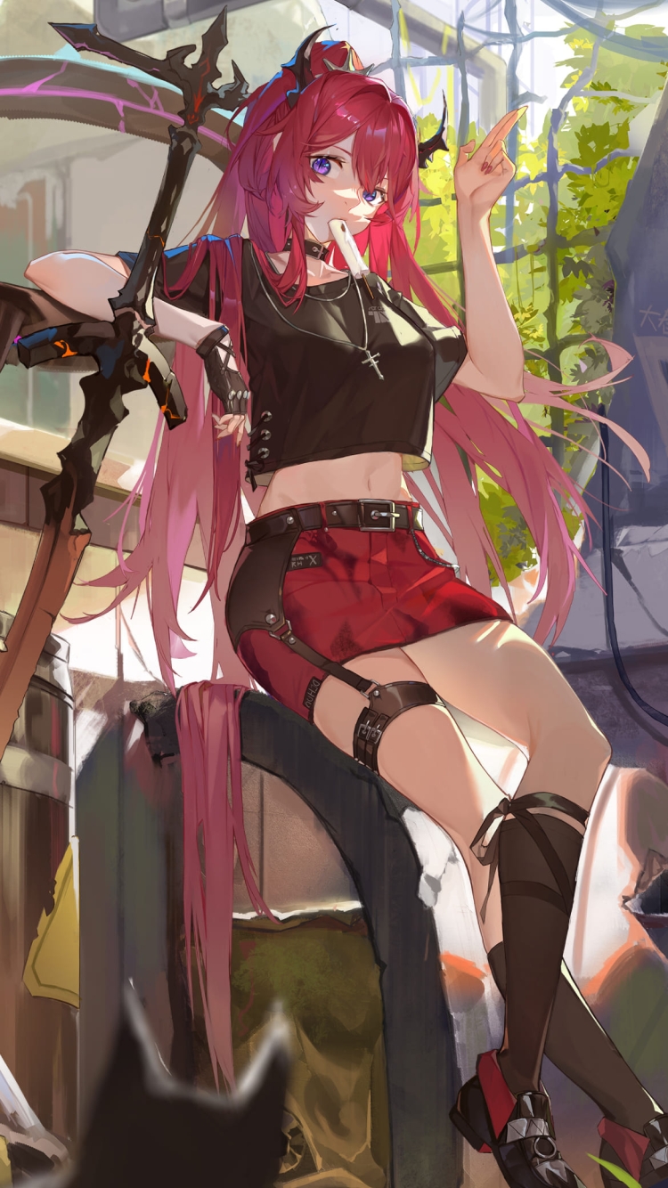こちらに挨拶をするスルト / かっこいい / 大剣 / アークナイツ / ファンアート / イラストの750 x 1334 / スマホ壁紙