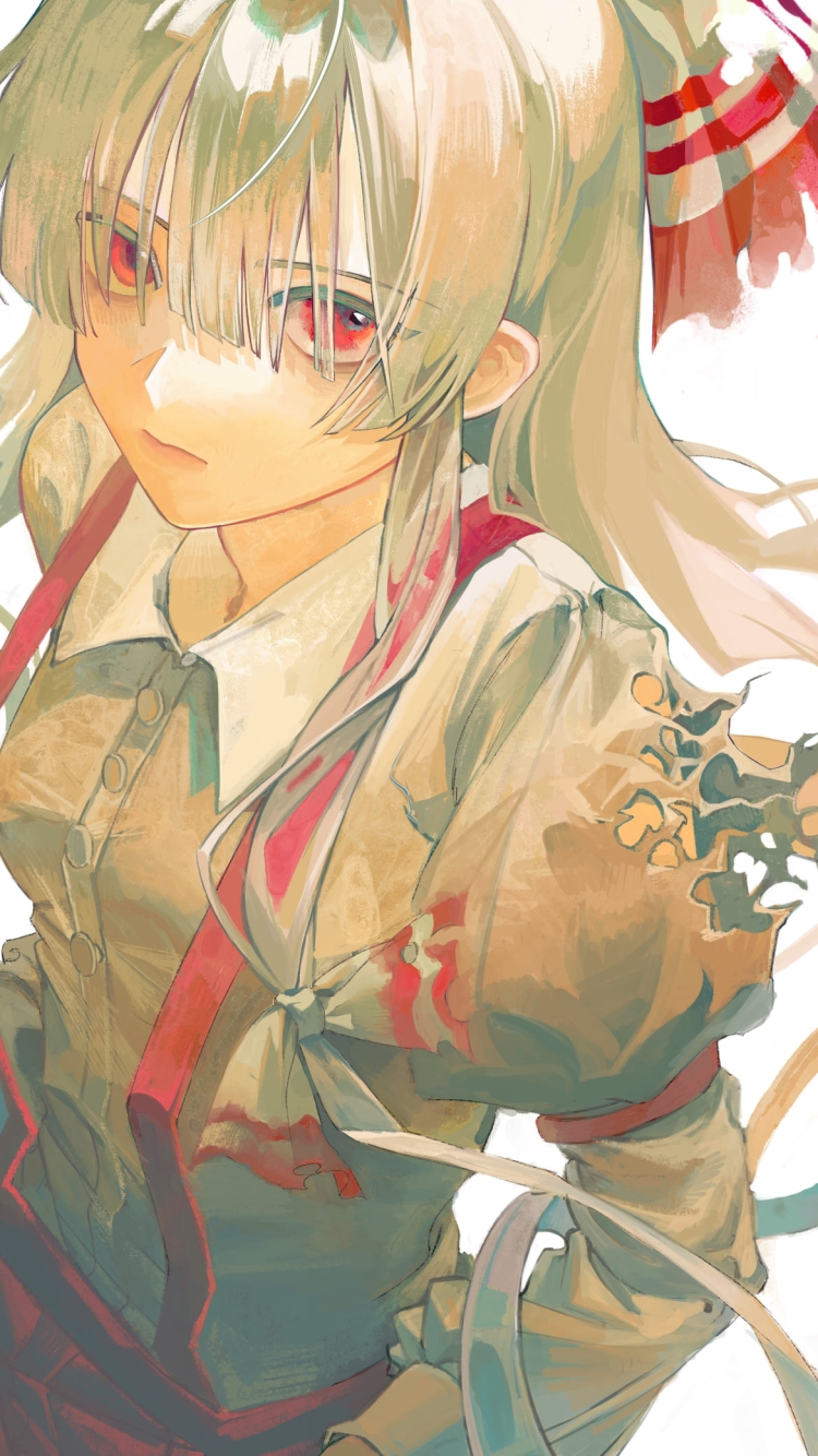 かっこいい藤原妹紅 / 東方永夜抄 / ファンアート / イラストの750 x 1334 / スマホ壁紙