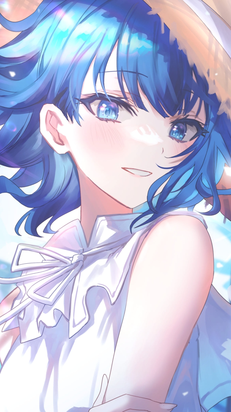 麦わら帽子をかぶった桐谷遥 / かわいい / プロセカ / プロジェクトセカイ / ファンアート / イラストの750 x 1334 / スマホ壁紙