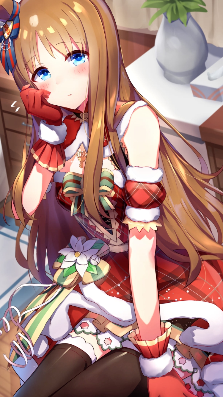 サンタコスのかわいいグラスワンダー / ウマ娘プリティーダービー / ファンアート / イラストの750 x 1334 / スマホ壁紙