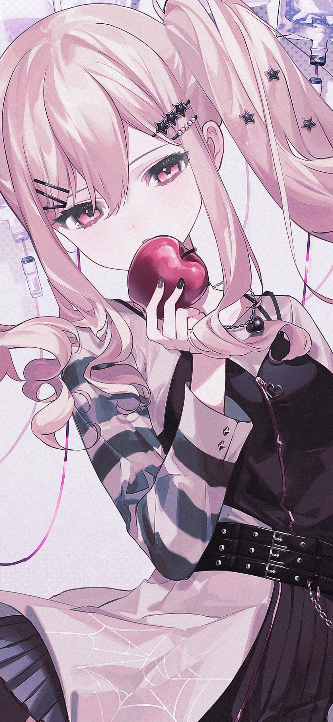 赤いリンゴを持つ天馬 咲希(てんま さき) / 点滴 / プロセカ / プロジェクトセカイ / ファンアート / イラストの1170 x 2532 / スマホ壁紙