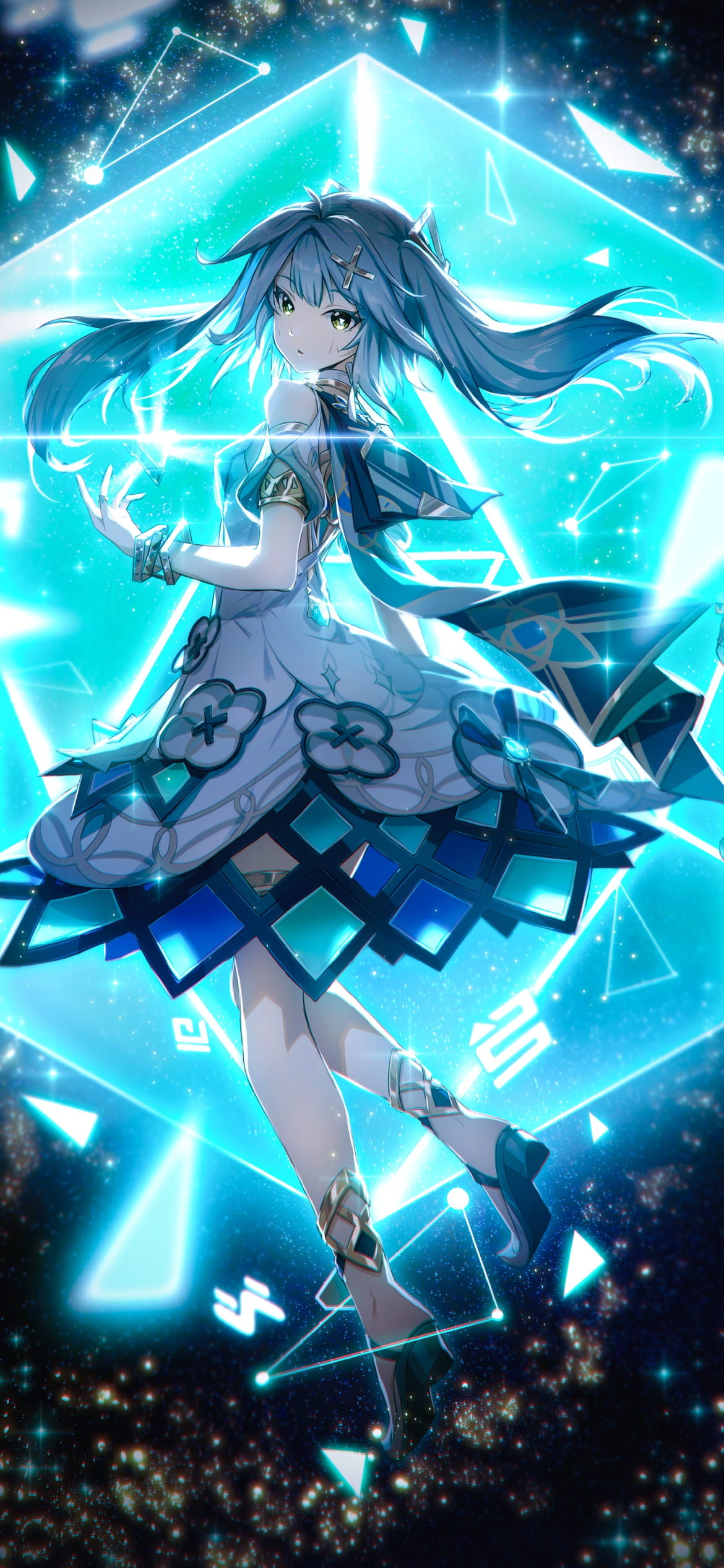 青い光とファルザン / 原神の1170 x 2532 / スマホ壁紙
