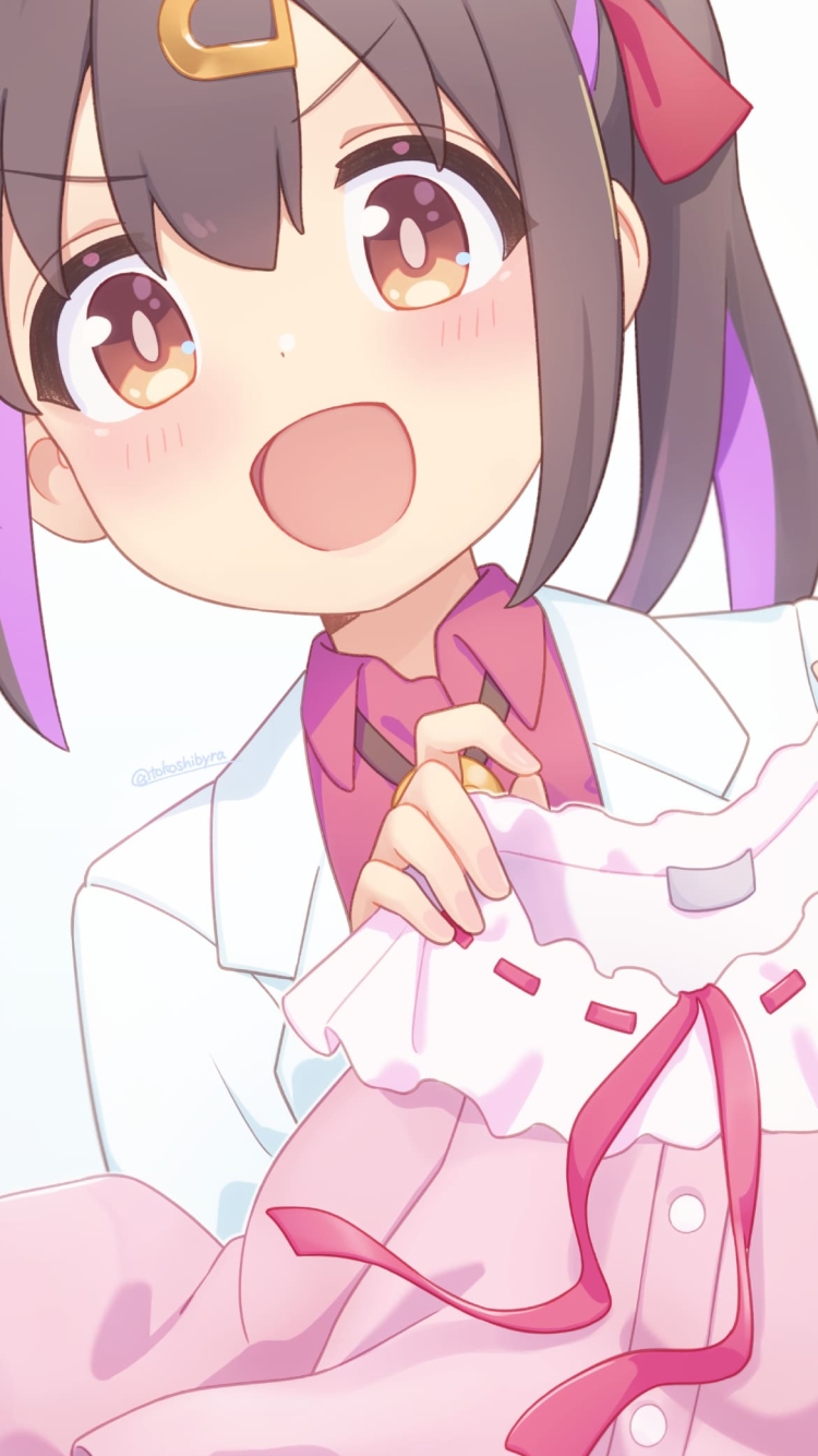 ピンクの洋服を持つ緒山みはり / お兄ちゃんはおしまい! / ファンアート / イラストの750 x 1334 / スマホ壁紙