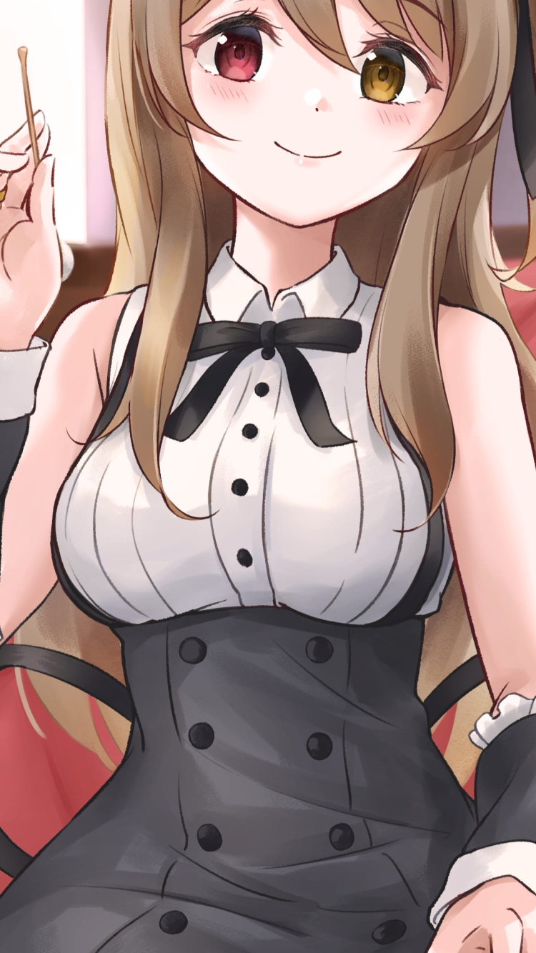 耳かきを持つ郭神琳 (くぉしぇんりん) / アサルトリリィ / ファンアート / イラストの750 x 1334 / スマホ壁紙