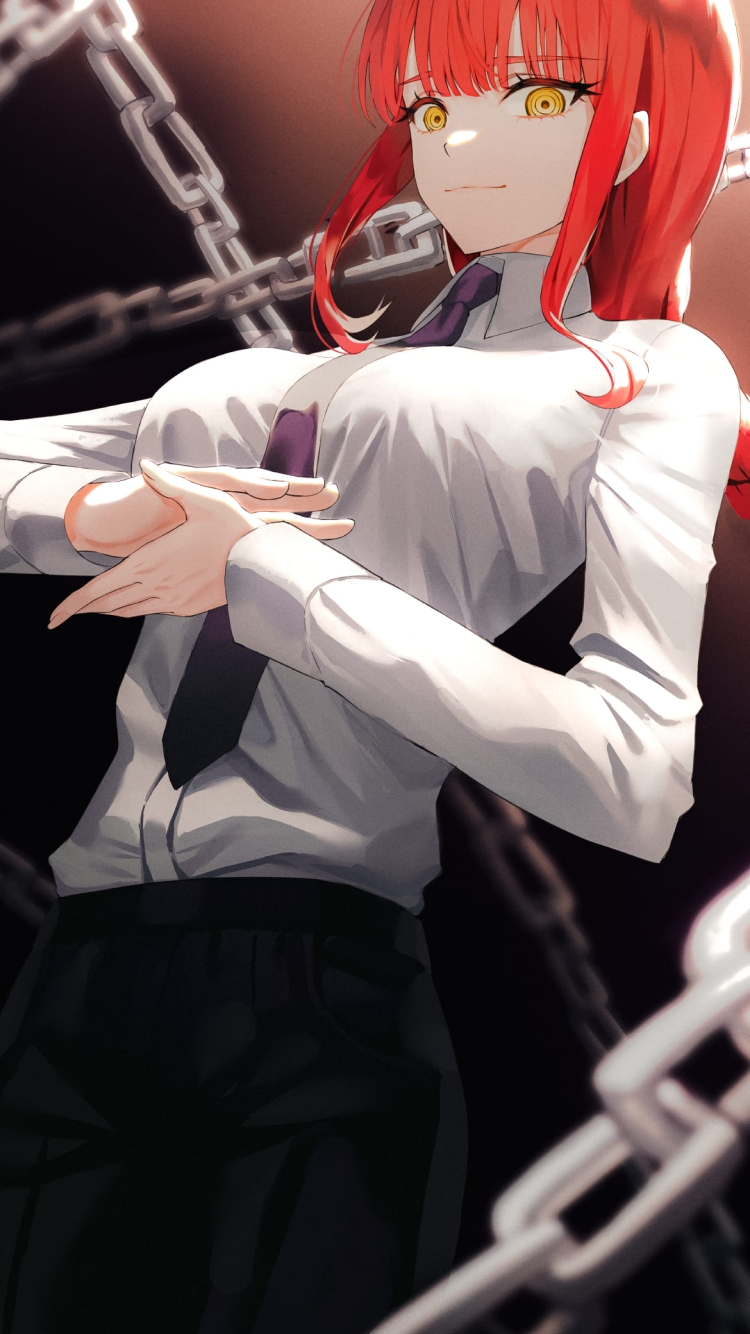 かっこいいマキマ / 交差する鎖 / チェンソーマン / ファンアート / イラストの750 x 1334 / スマホ壁紙