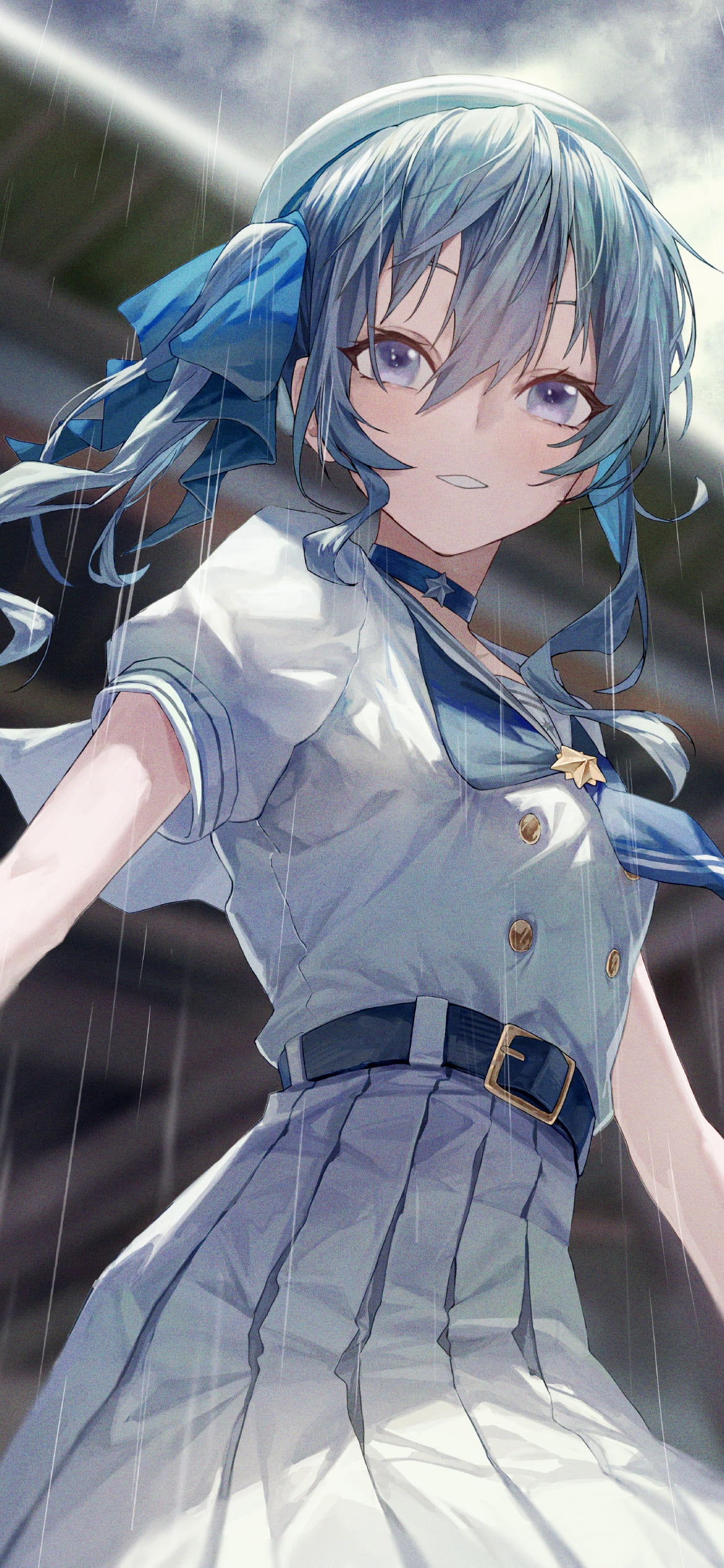 雨に濡れる星街すいせい / ホロライブ / バーチャルYouTuber / Vtuber / ファンアート / イラストの1170 x 2532 / スマホ壁紙