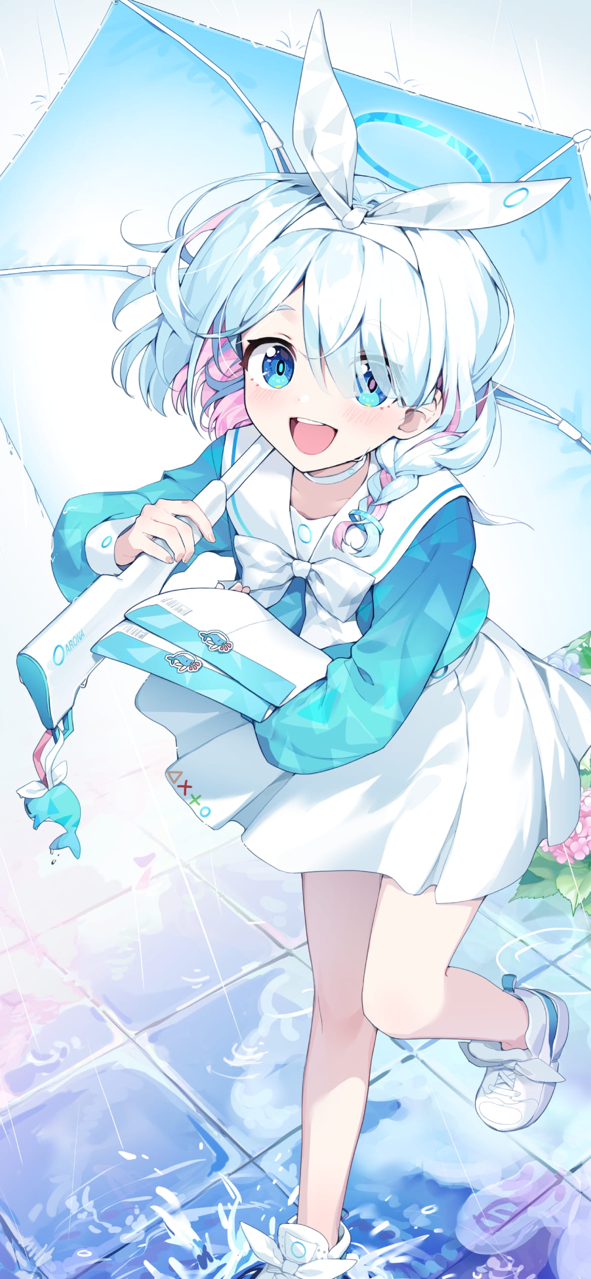 雨の日 アロナ / ビニール傘 / ブルアカ / ブルーアーカイブ / ファンアート / イラストの1170 x 2532 / スマホ壁紙