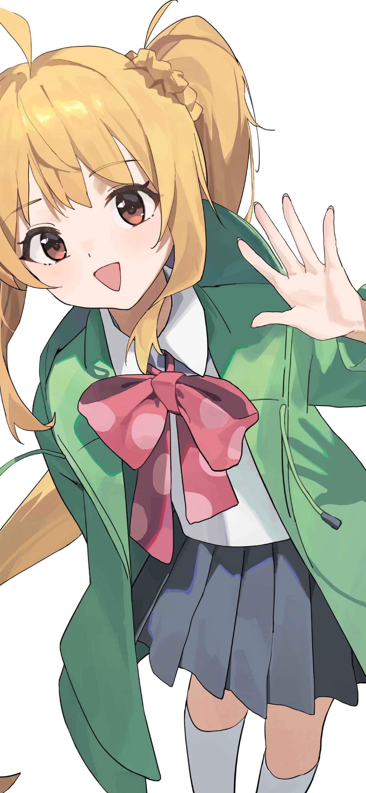 笑顔で手を振る伊地知虹夏(いじちにじか) / ぼっち・ざ・ろっく! / ファンアート / イラストの1170 x 2532 / スマホ壁紙