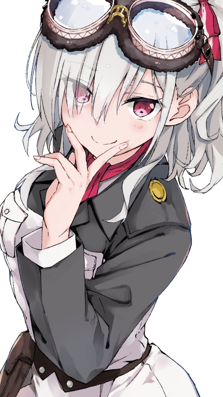 口元に指元をあて微笑む駒込・アズズ / 戦翼のシグルドリーヴァ / ファンアート / イラストの750 x 1334 / スマホ壁紙