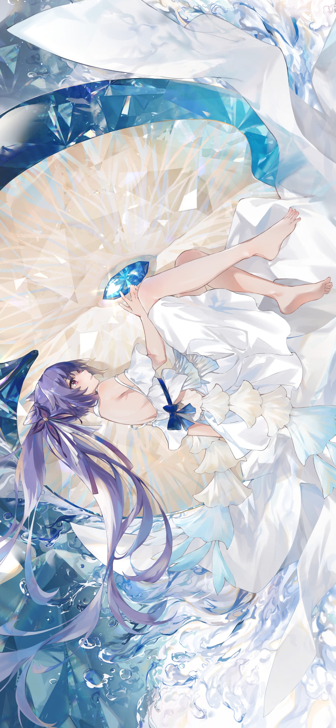 青い宝石 / 綺麗な刻晴 / 原神の1170 x 2532 / スマホ壁紙