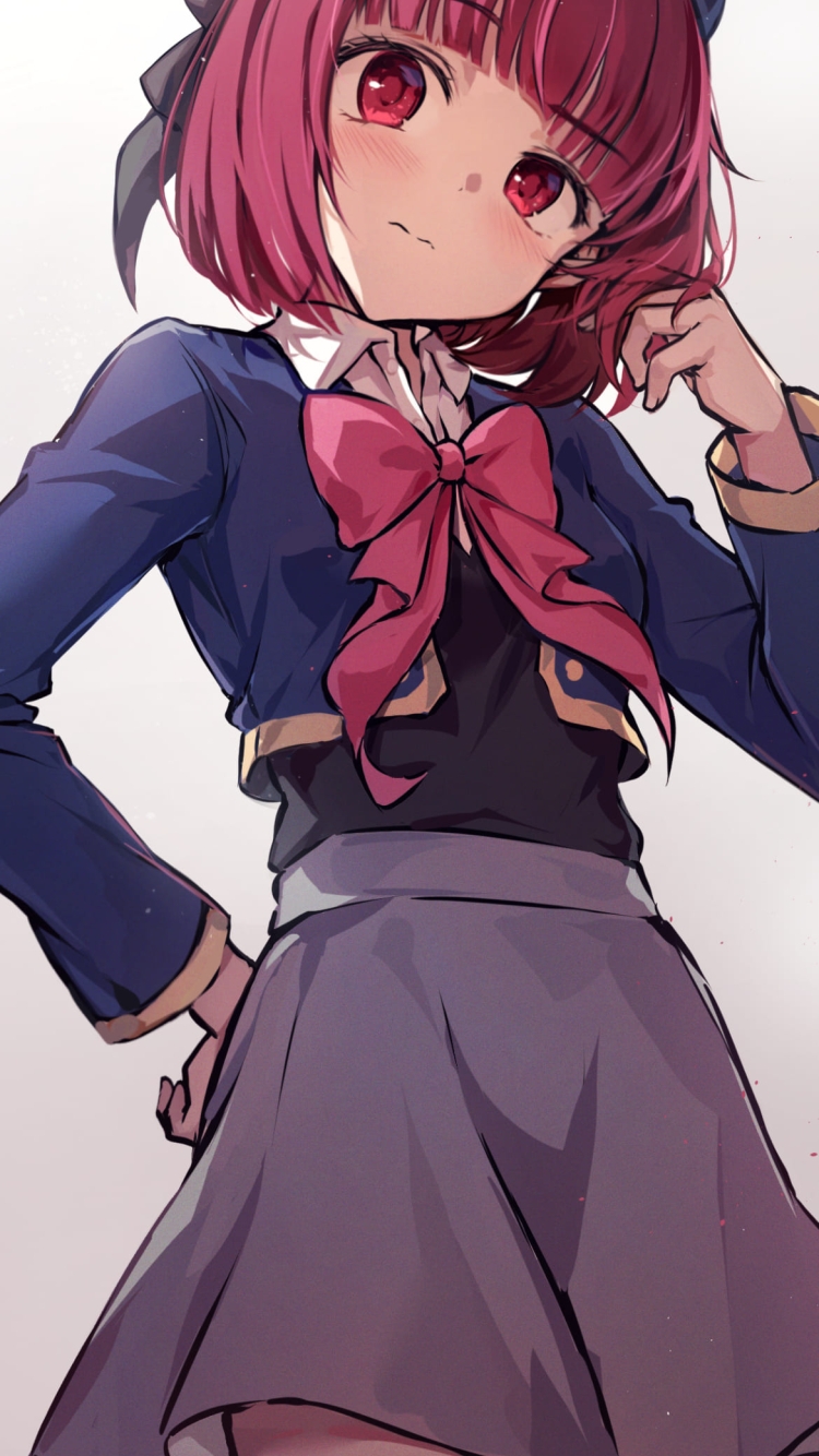 怪訝な表情でこちらを見つめる有馬かな / 推しの子 / ファンアート / イラストの750 x 1334 / スマホ壁紙