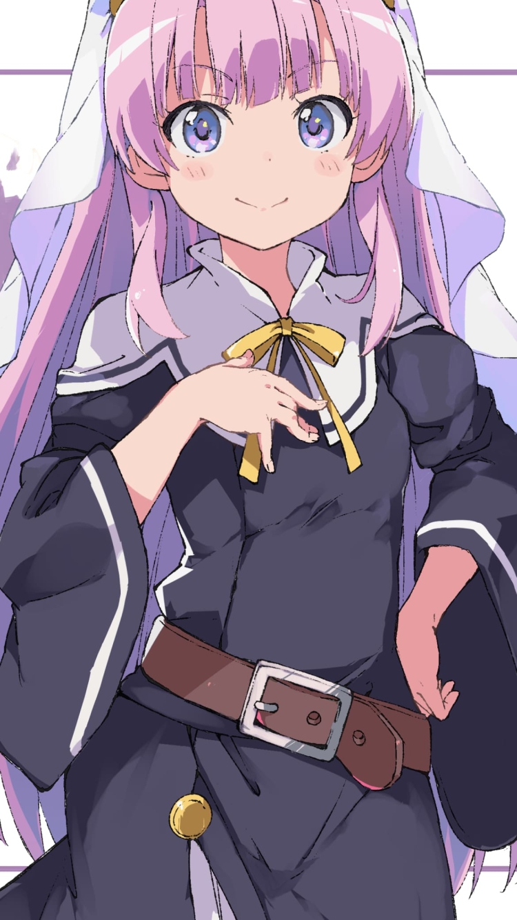 腰に手をあてて微笑む佐藤ひな / 神様になった日 / ファンアート / イラストの750 x 1334 / スマホ壁紙