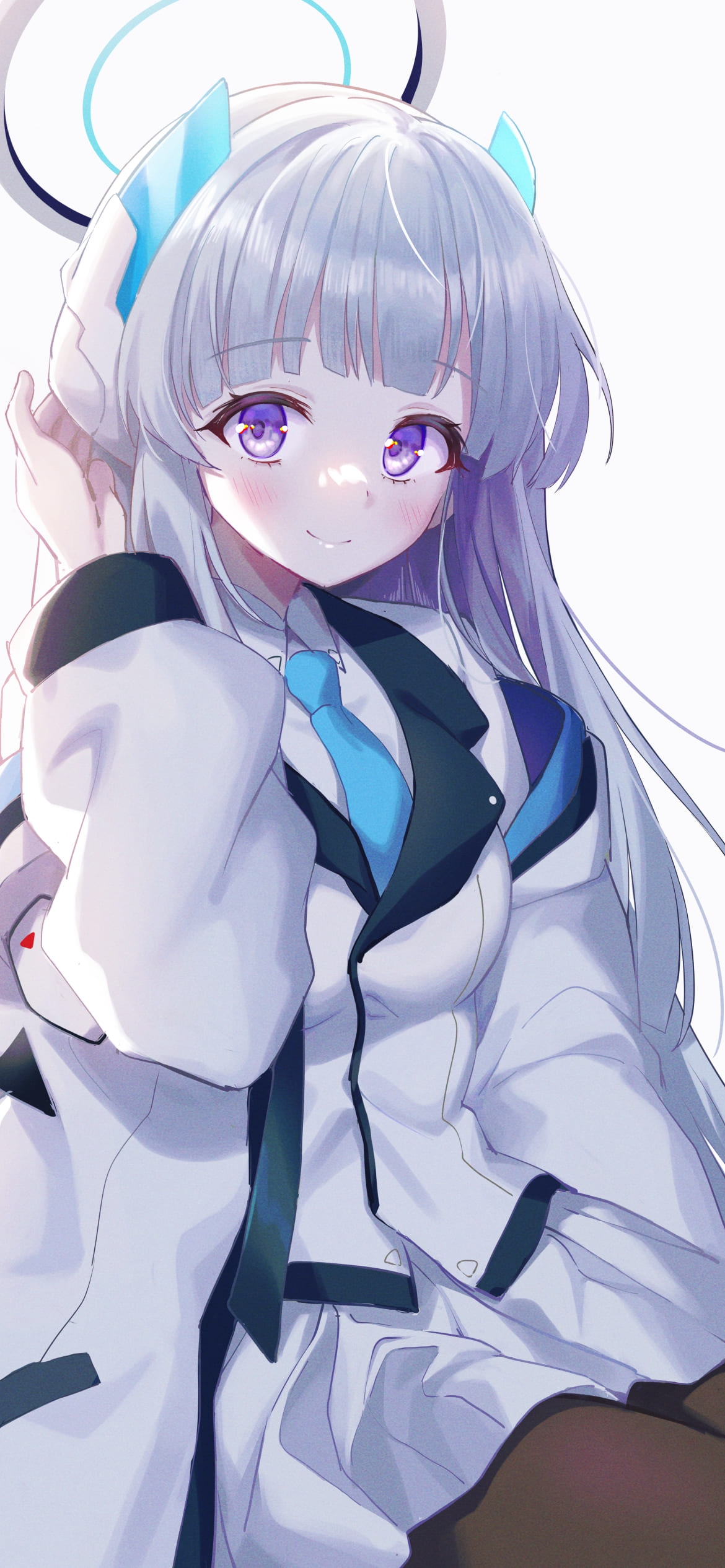 耳に手をあてる生塩ノア(うしお のあ) / ブルアカ / ブルーアーカイブ / ファンアート / イラストの1170 x 2532 / スマホ壁紙