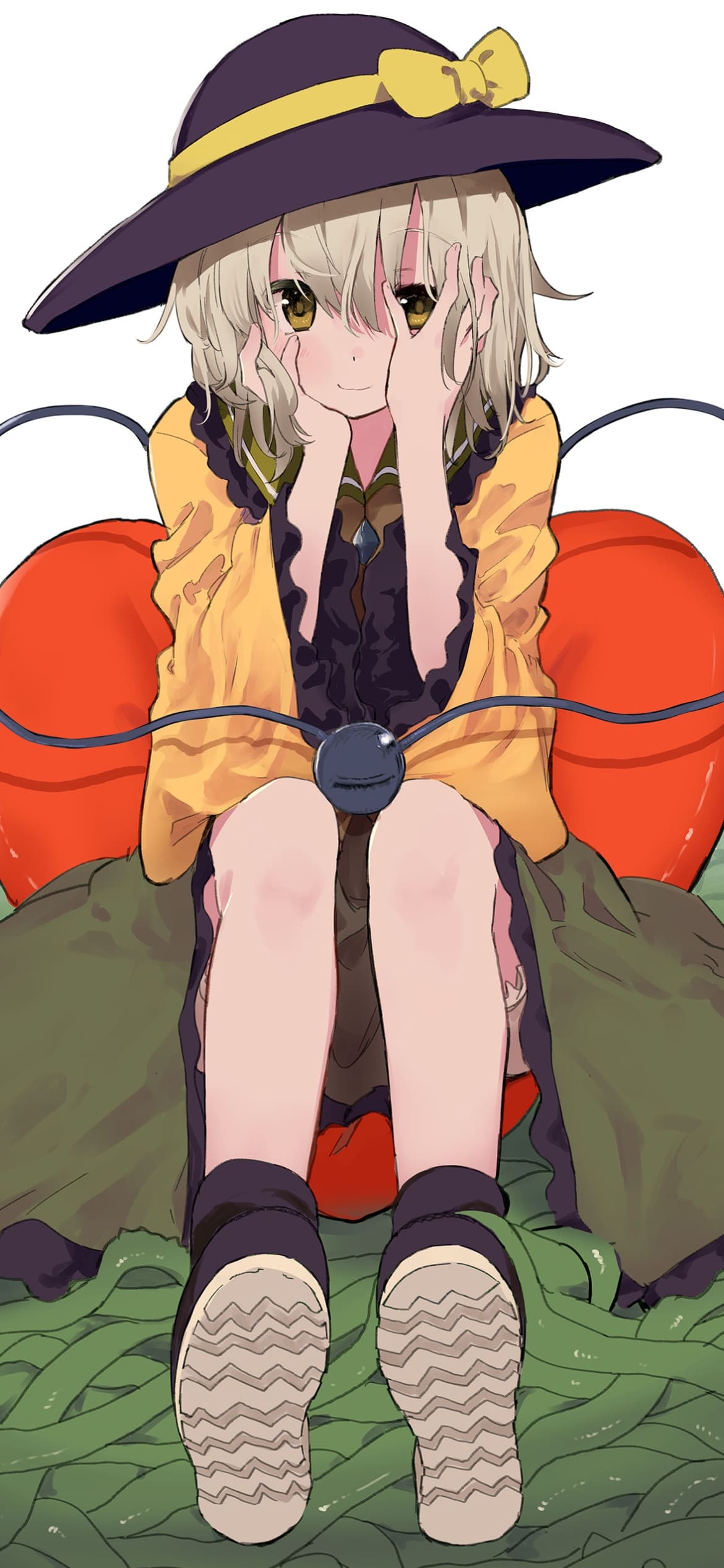 顔を手で隠す古明地こいし / 東方 / ファンアート / イラストの1170 x 2532 / スマホ壁紙