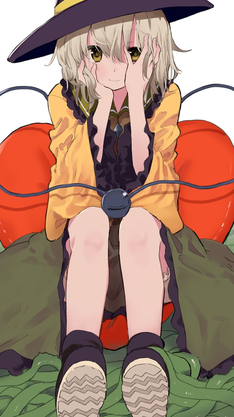 顔を手で隠す古明地こいし / 東方 / ファンアート / イラストの750 x 1334 / スマホ壁紙