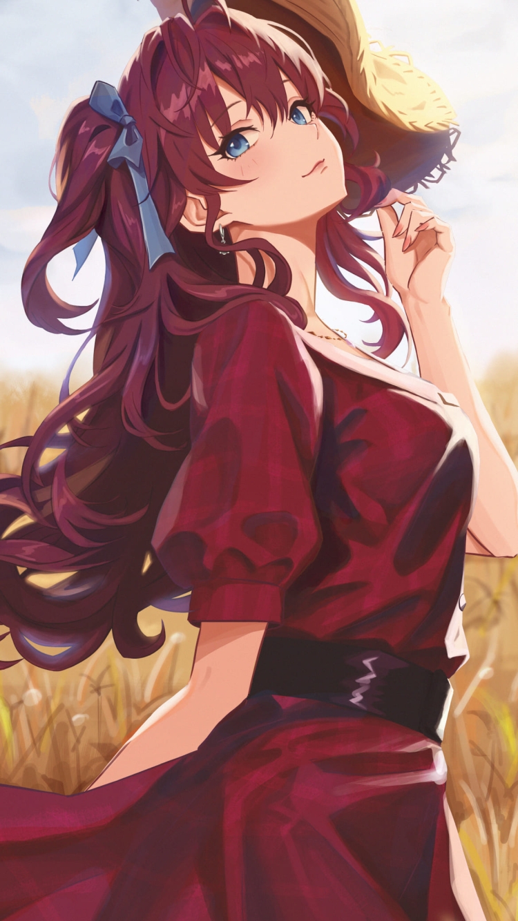 麦わら帽子を持つかわいい一ノ瀬志希(いちのせしき) / しきにゃん / アイドルマスターシンデレラガールズ / ファンアート / イラストの750 x 1334 / スマホ壁紙