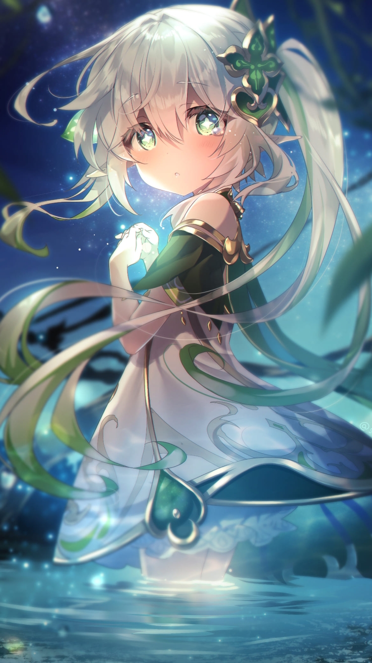 水に浸かるナヒーダ / かわいい / 原神の750 x 1334 / スマホ壁紙 | 壁紙キングダム