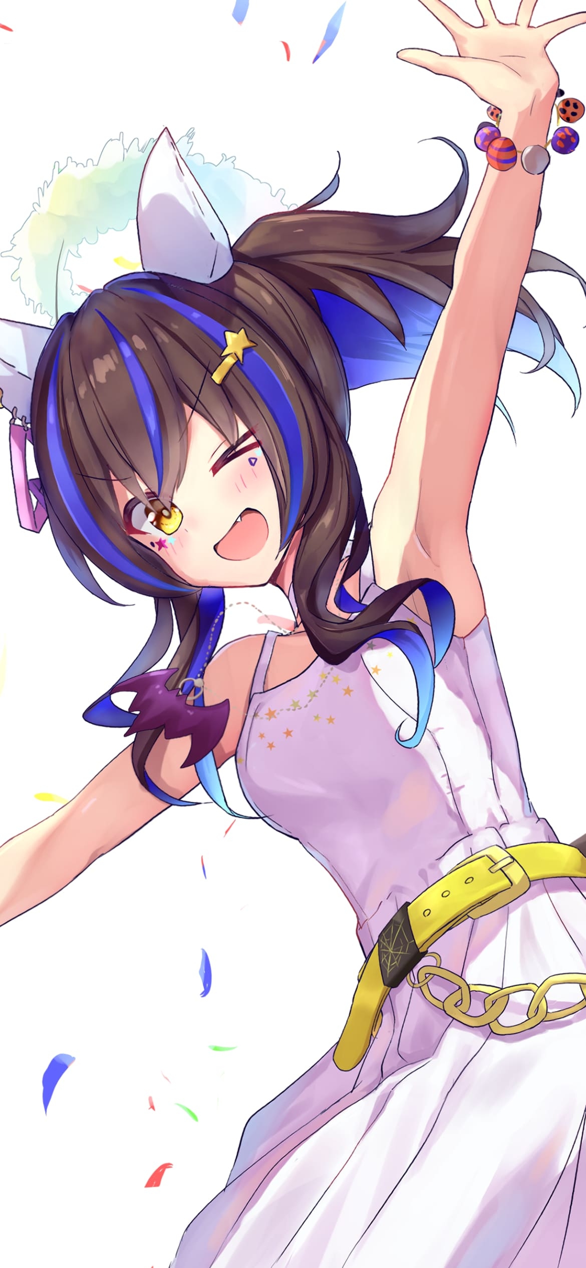 両手を挙げてウィンクをするダイタクヘリオス / ウマ娘プリティーダービー / ファンアート / イラストの1170 x 2532 / スマホ壁紙