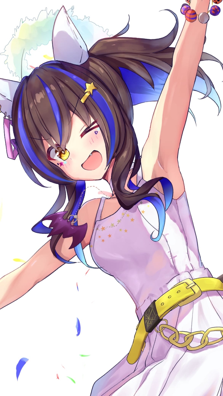 両手を挙げてウィンクをするダイタクヘリオス / ウマ娘プリティーダービー / ファンアート / イラストの750 x 1334 / スマホ壁紙
