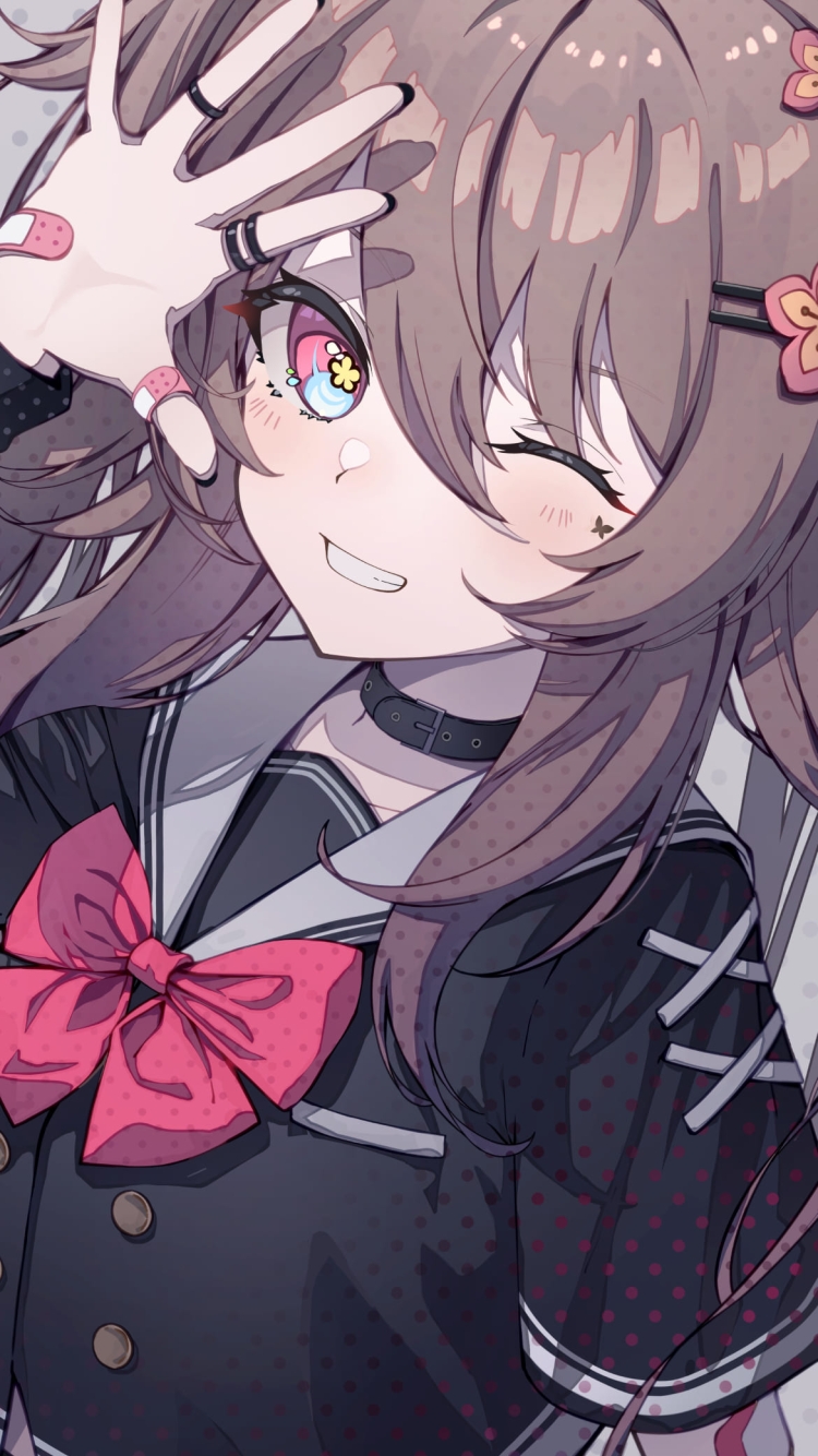 ウィンクして手をかざす胡桃 / 原神の750 x 1334 / スマホ壁紙