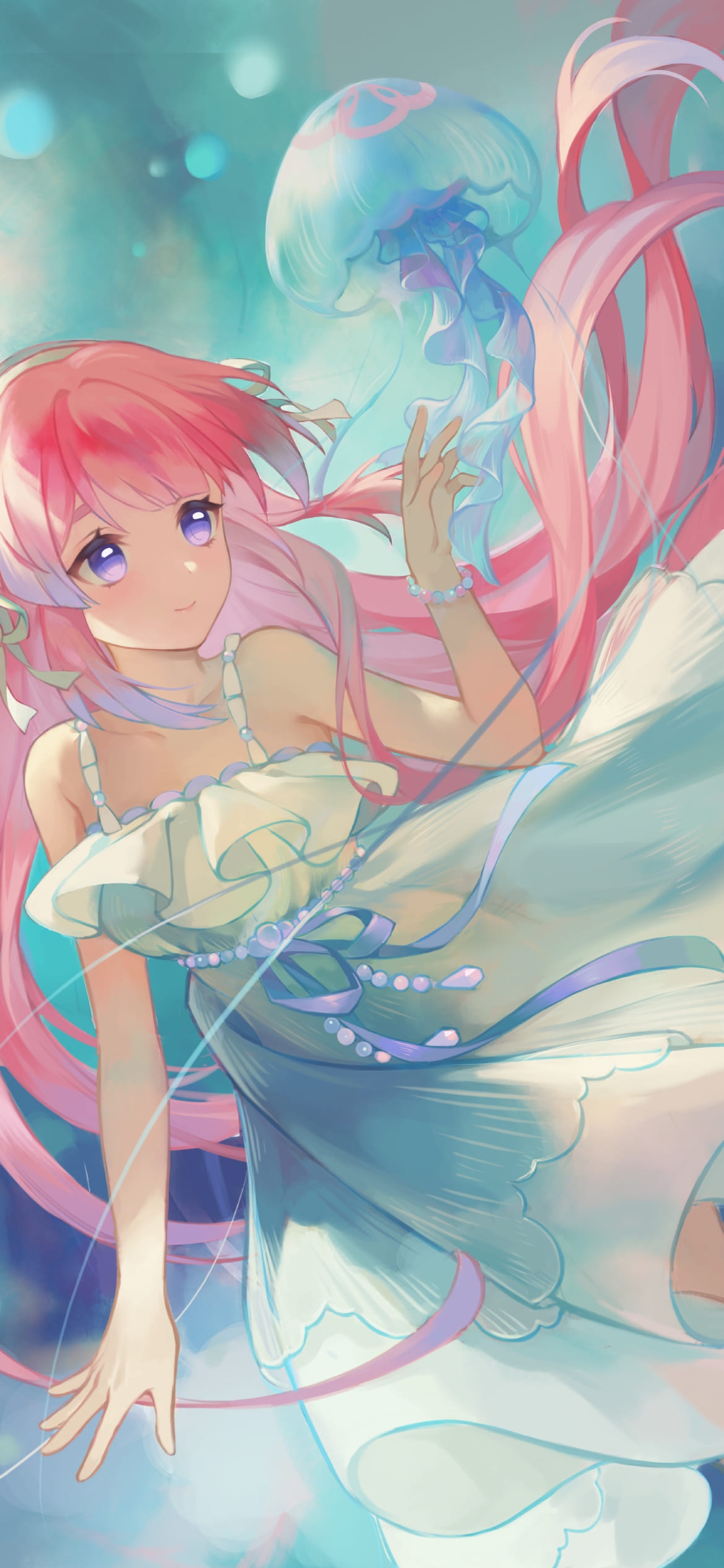 クラゲとかわいい珊瑚宮心海 / 原神の1170 x 2532 / スマホ壁紙