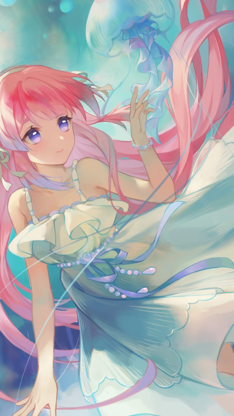 クラゲとかわいい珊瑚宮心海 / 原神の750 x 1334 / スマホ壁紙