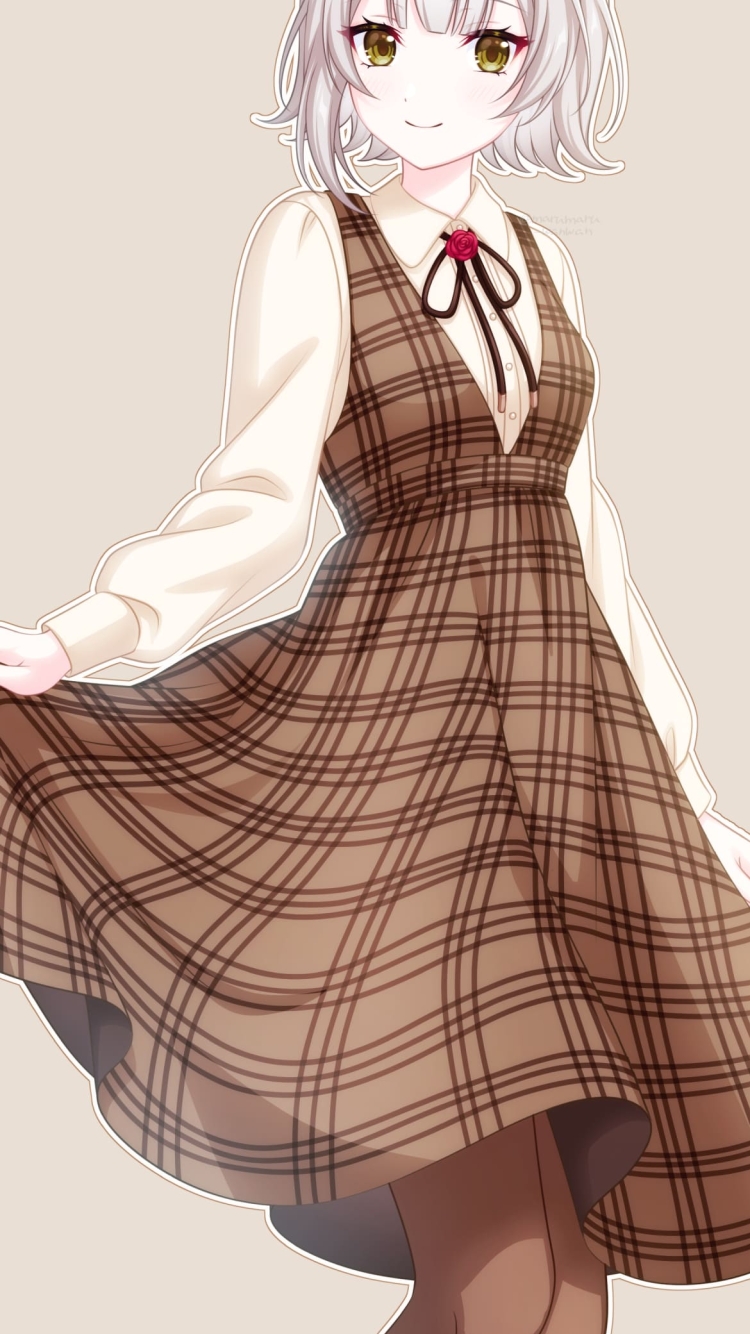 私服姿のかわいいノエル / チェック柄 / 茶色 / ベレー帽 / 原神の750 x 1334 / スマホ壁紙