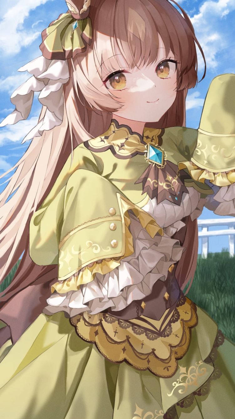 青空と緑のドレスを着たサトノダイヤモンド / ウマ娘 / ファンアート / イラストの750 x 1334 / スマホ壁紙