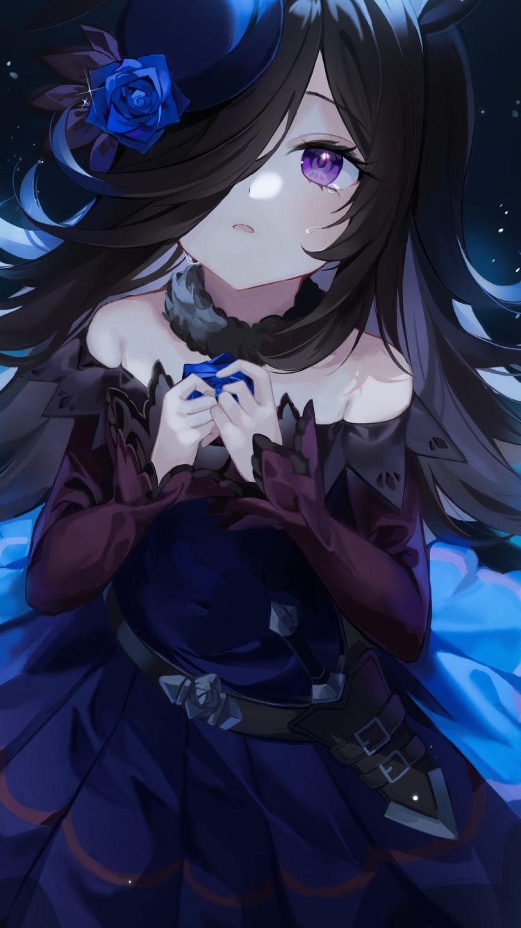 星空と斜め上を見るライスシャワー / ウマ娘プリティーダービー / ファンアート / イラストの750 x 1334 / スマホ壁紙