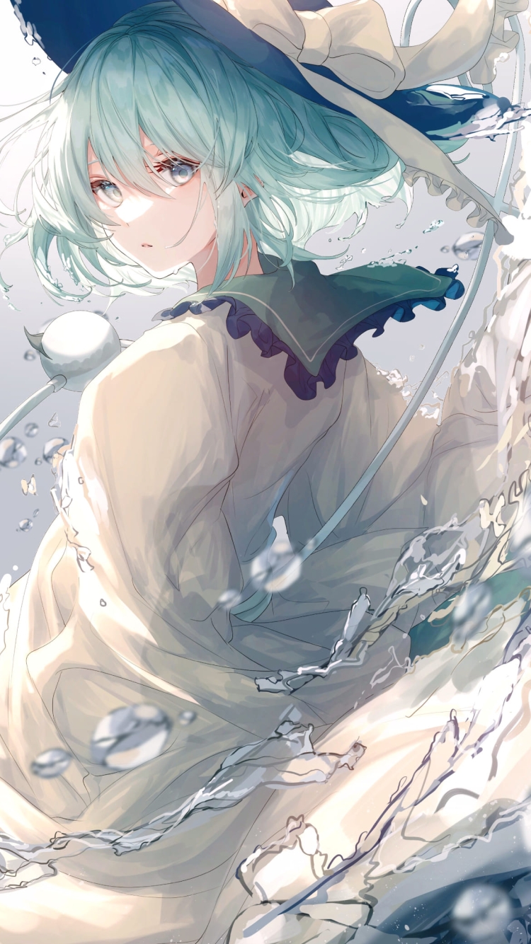 振り返る綺麗な古明地こいし / 水泡 / 東方 / ファンアート / イラストの750 x 1334 / スマホ壁紙