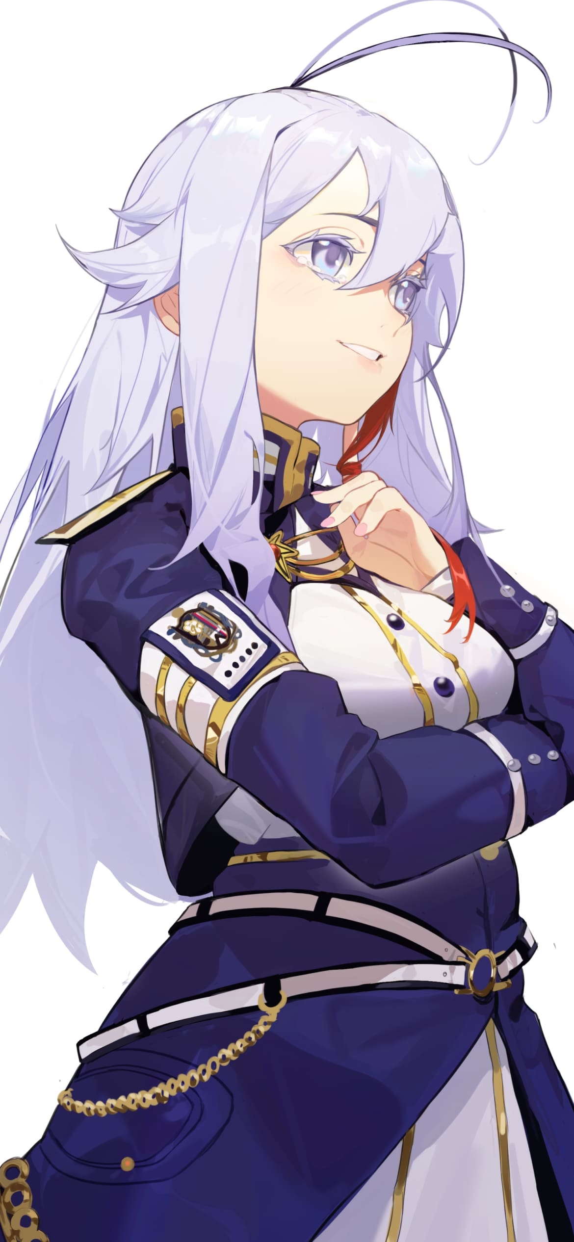 笑顔で腕を組むヴラディレーナ・ミリーゼ / 86―エイティシックス― / ファンアート / イラストの1170 x 2532 / スマホ壁紙