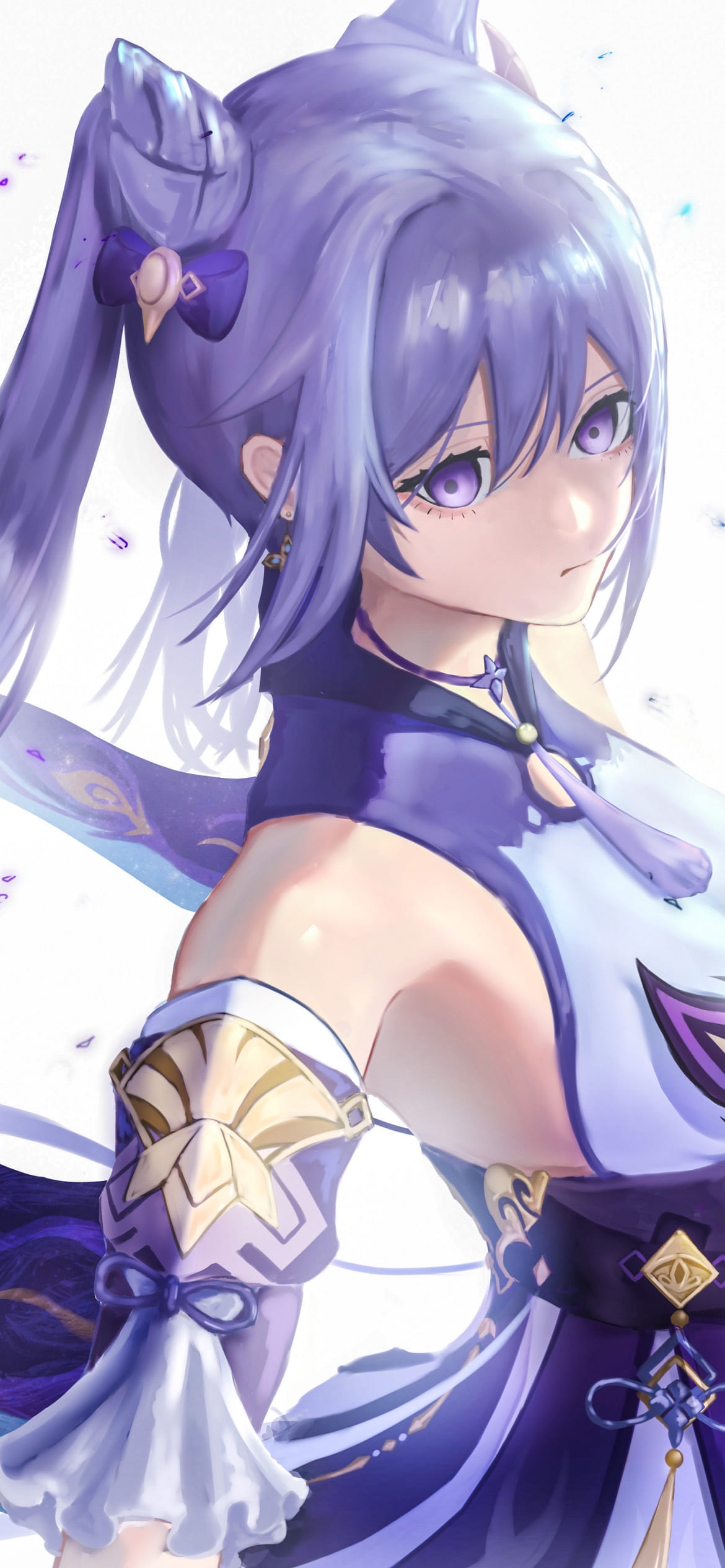 淡い絵の具で描いた綺麗な刻晴 / 原神の1170 x 2532 / スマホ壁紙