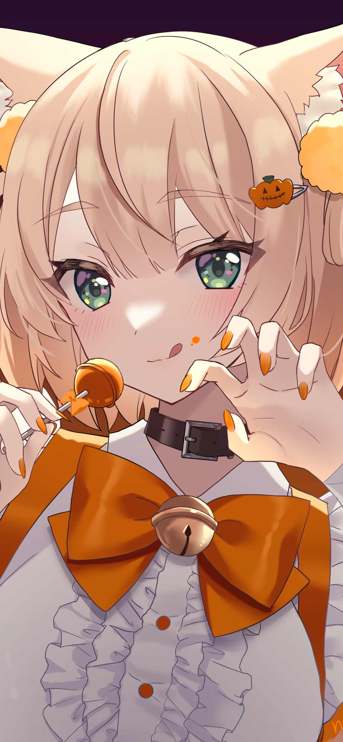 オレンジの飴を持つかわいいしぐれうい / バーチャルYouTuberの1170 x 2532 / スマホ壁紙