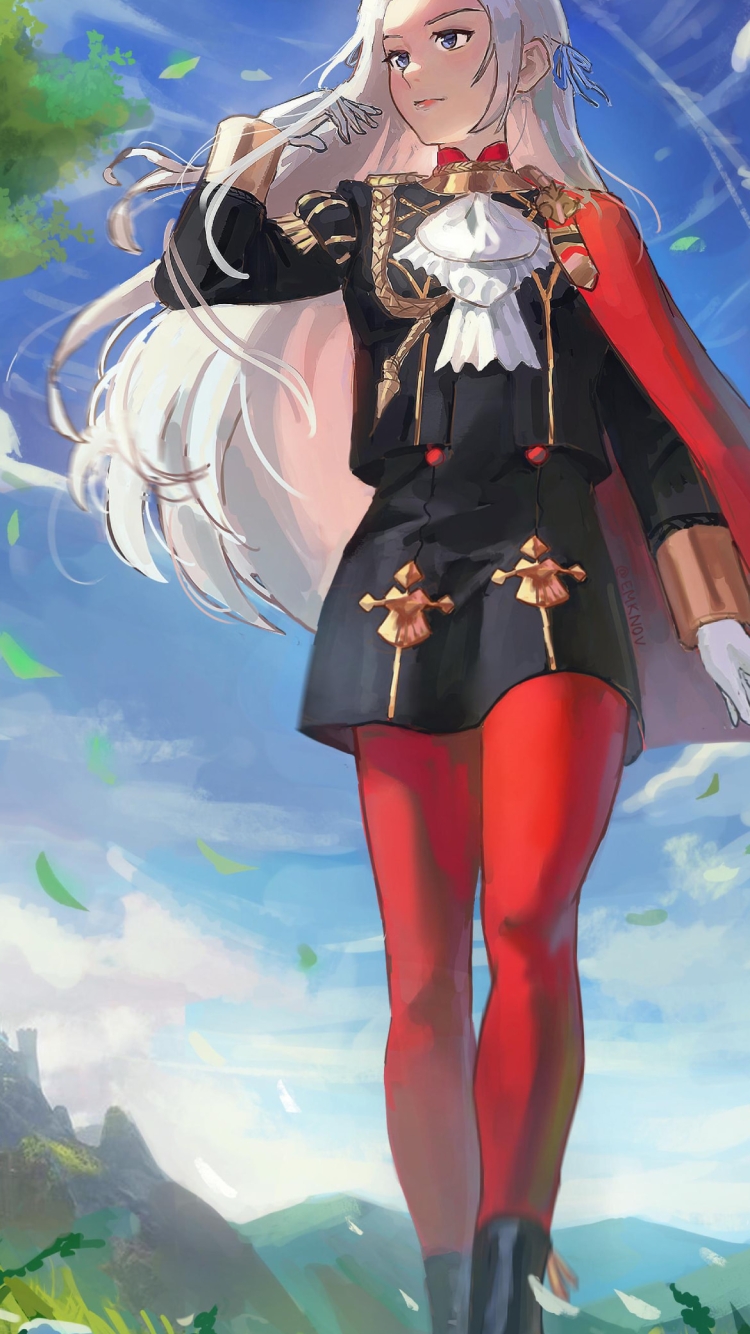 緑の大地とエーデルガルト=フォン=フレスベルグ / ファイアーエムブレム風花雪月の750 x 1334 / スマホ壁紙