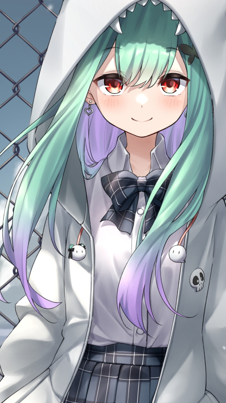 白熊の着ぐるみを着たかわいい潤羽るしあ / ホロライブ / バーチャルYouTuberの750 x 1334 / スマホ壁紙
