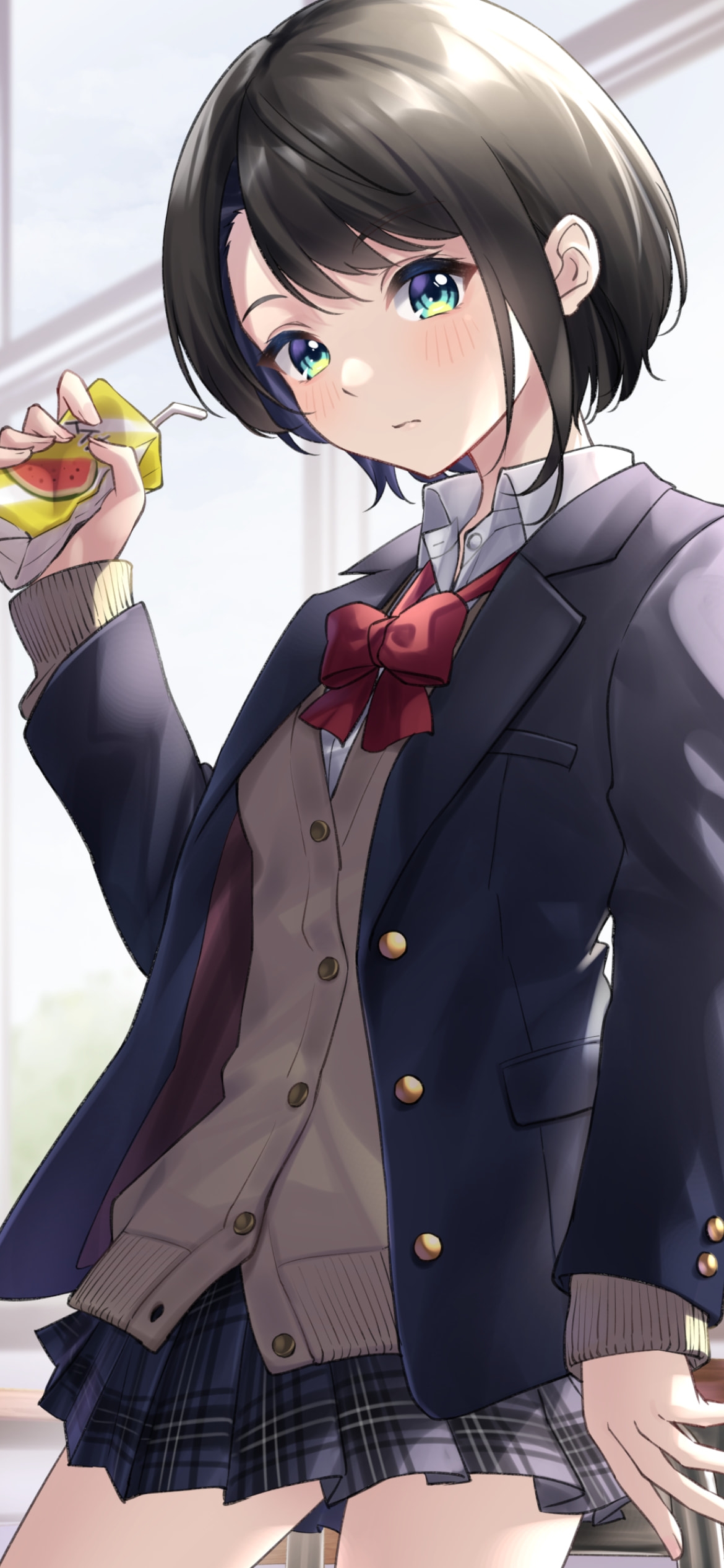 スイカのジュースを飲み終えた大空スバル / ホロライブ / バーチャルYouTuberの1170 x 2532 / スマホ壁紙