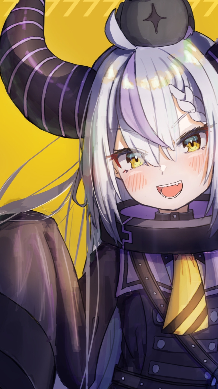 笑顔のラプラス・ダークネスとカラス / ホロライブ / VTuberの750 x 1334 / スマホ壁紙