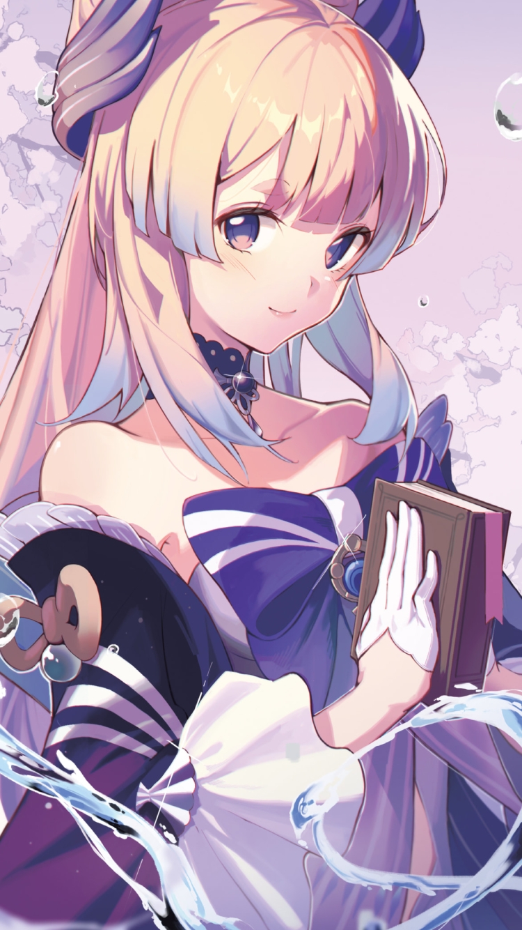本を閉じたかわいい珊瑚宮心海 / 原神の750 x 1334 / スマホ壁紙