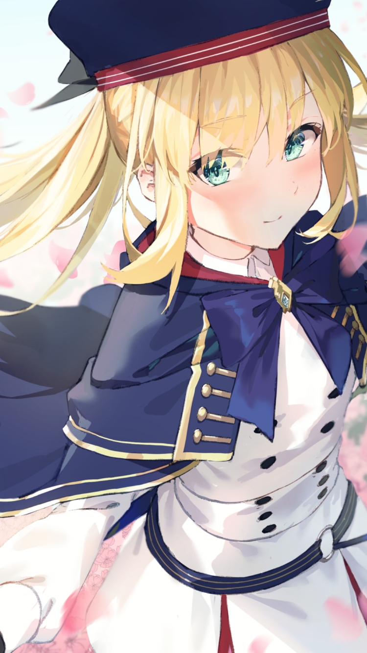 ピンクの花畑とアルトリア・ペンドラゴン / アルトリア・キャスター / fate/grand orderの750 x 1334 / スマホ壁紙